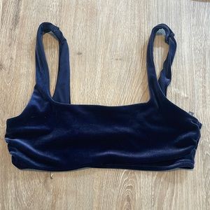 Navy velvet bikini top